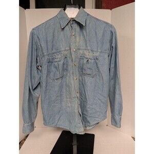 Vtg Marlboro Country Store Mens Chambray Denim Shirt MEDIUM 100% Cotton Blue